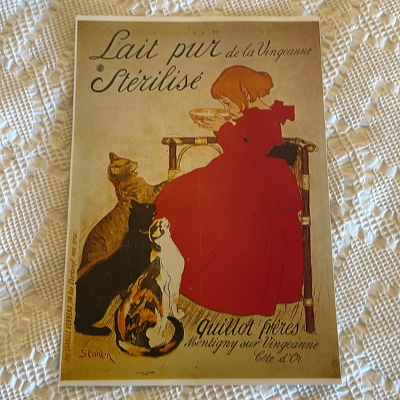 Vintage French Poster! Lait Pur Sterilise! Colorful ready to be framed! - Picture 10 of 12